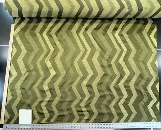 Scalamandre Savoir Faire Green Olive Chartreuse Chevron Silk - By The Yard - MSRP USD 264/y