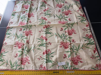 Brunschwig & Fil 2 Pillows and Tablecloth Silk Warp Print Raspberry Pink Green on Cream Oleander Flower