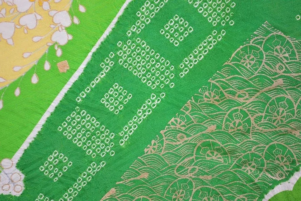 High Quality Vintage Silk Wedding Furisode:Chrysanthemum/Tree Peony@G36a