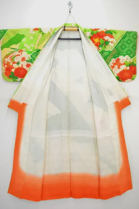 High Quality Vintage Silk Wedding Furisode:Chrysanthemum/Tree Peony@G36a