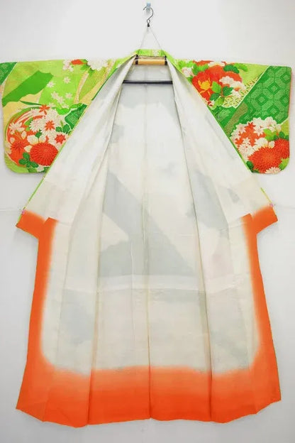 High Quality Vintage Silk Wedding Furisode:Chrysanthemum/Tree Peony@G36a