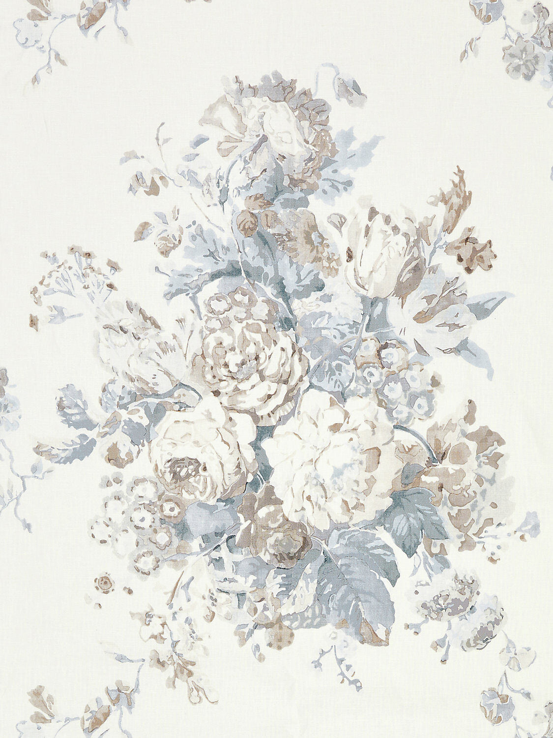 Special Order Scalamandre Grey Watkins Sybilla Bouquet Frost Blue White Linen Floral MSRP USD 384/y
