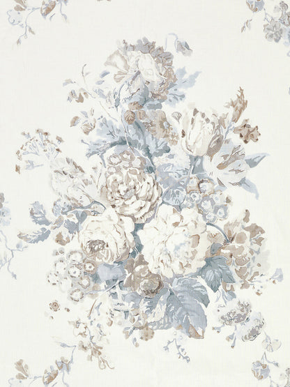 Special Order Scalamandre Grey Watkins Sybilla Bouquet Frost Blue White Linen Floral MSRP USD 384/y