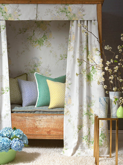 Special Order Scalamandre Grey Watkins Sybilla Bouquet Hillside Green White Linen Floral MSRP USD 384/y