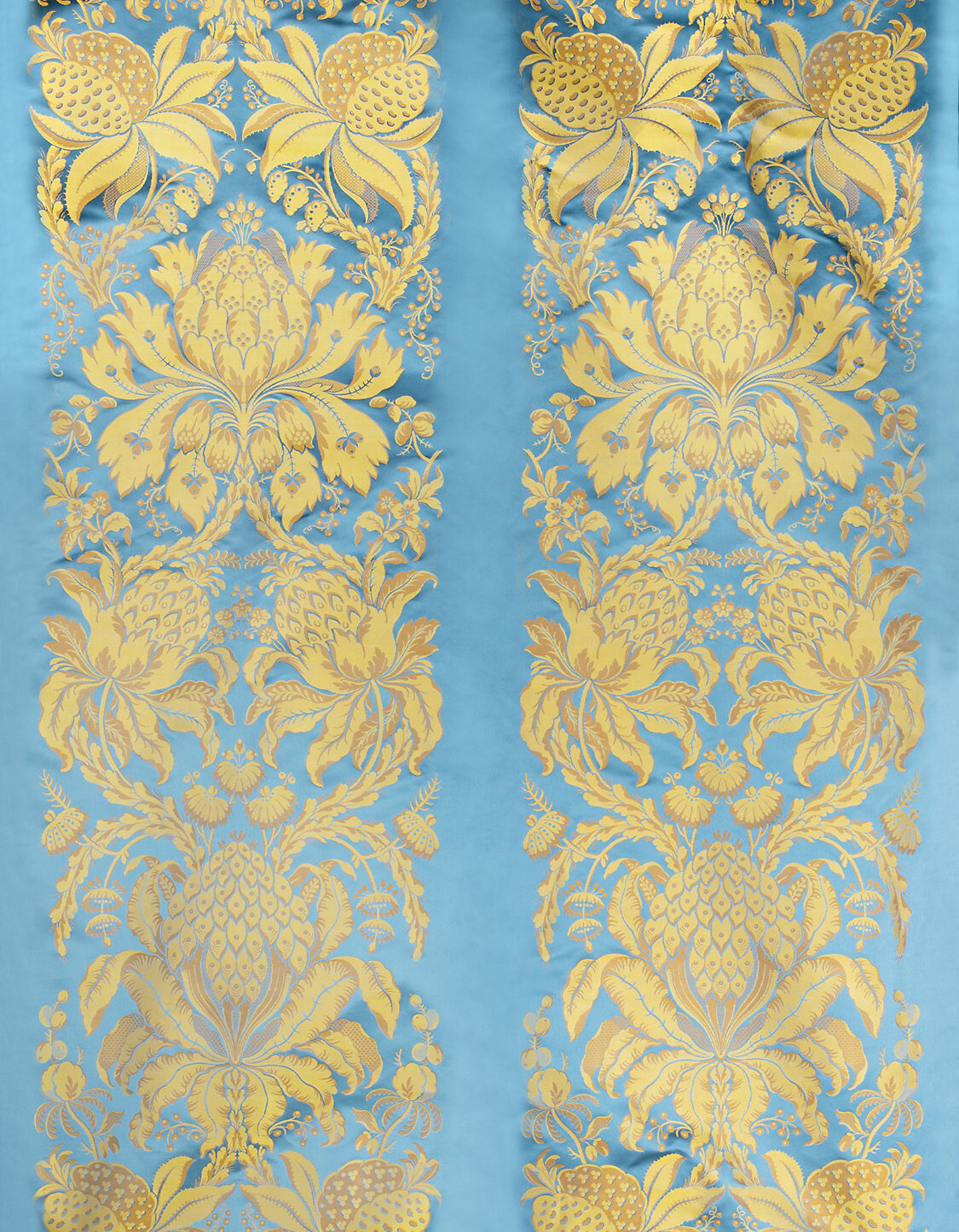 Special Order Scalamandre Tassinari &amp; Chatel Les Ananas 51" in Bleu Historical Silk Lampas Pineapple Neoclassical MSRP USD5616/repeat