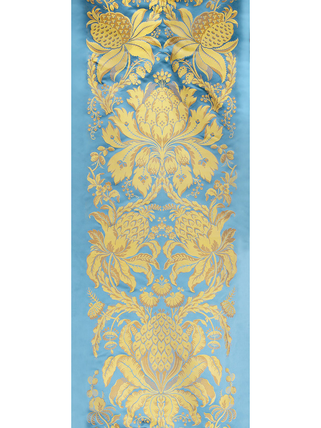 Special Order Scalamandre Tassinari &amp; Chatel Les Ananas 51" in Bleu Historical Silk Lampas Pineapple Neoclassical MSRP USD5616/repeat