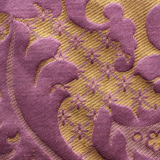Scalamandre Louis Philippe Pourpre Purple Gold Damask Linen Silk MSRP USD1764/y