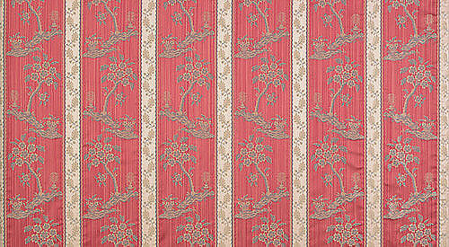 Scalamandre Lelievre Paris Lampas Sanary Rouge Red Lampas Viscose Stripe Chinoiserie Botanical MSRP USD1428/y