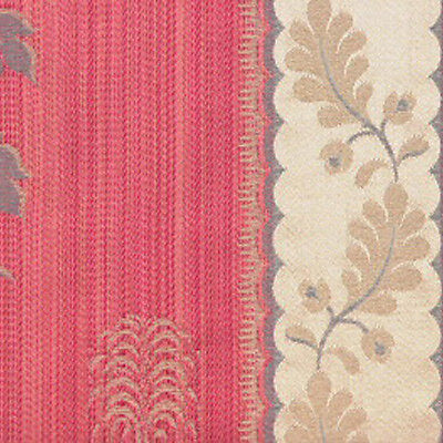 Scalamandre Lelievre Paris Lampas Sanary Rouge Red Lampas Viscose Stripe Chinoiserie Botanical MSRP USD1428/y