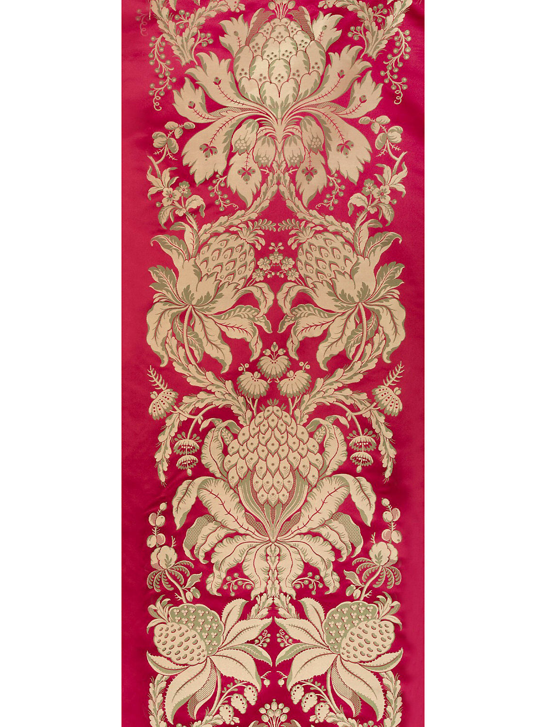 Special Order Scalamandre Tassinari &amp; Chatel Les Ananas 51" in Cramoisi Red Historical Silk Lampas Pineapple Neoclassical MSRP USD5616/repeat