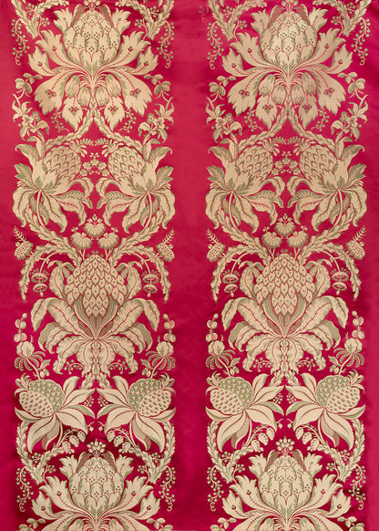 Special Order Scalamandre Tassinari &amp; Chatel Les Ananas 51" in Cramoisi Red Historical Silk Lampas Pineapple Neoclassical MSRP USD5616/repeat