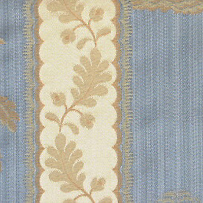 Scalamandre Lelievre Paris Lampas Sanary Bleu Blue Lampas Viscose Stripe Chinoiserie Botanical MSRP USD1428/y