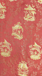 Special Order Scalamandre Tassinari &amp; Chatel Pillement Laque Red Gold Chinoiserie Scenic Figurative MSRP USD 1080/y )