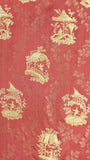 Special Order Scalamandre Tassinari &amp; Chatel Pillement Laque Red Gold Chinoiserie Scenic Figurative MSRP USD 1080/y )