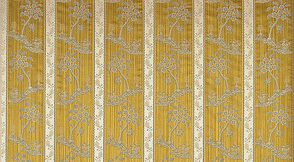 Scalamandre Lelievre Paris Lampas Sanary Veil Or Yellow Lampas Viscose Stripe Chinoiserie Botanical MSRP USD1428/y