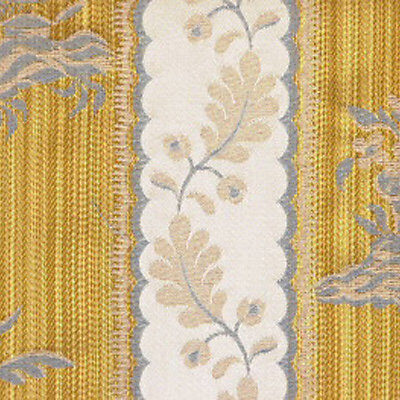 Scalamandre Lelievre Paris Lampas Sanary Veil Or Yellow Lampas Viscose Stripe Chinoiserie Botanical MSRP USD1428/y