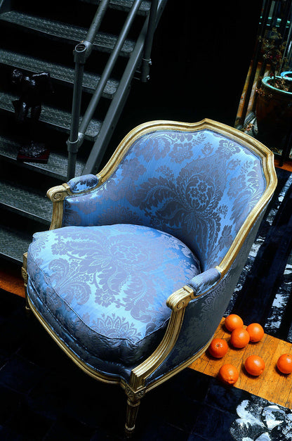 Special Order Scalamandre Lelievre Paris Athenais Mesange Blue Silk Wool Damask MSRP USD1172/y