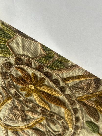 Scalamandre Magnificent Durjaya Crewel Paisley Green  Bty MSRP 468/Y