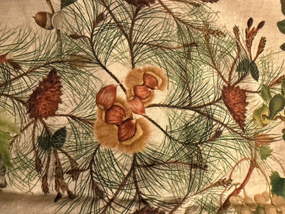 Garnier Thiebaut Table Cloth Mille Delices Boises Naturel Tablecloth, Cotton-Linen Blend, Prewashed large 60x140 inches Grapes Chestnuts Pears Acorn