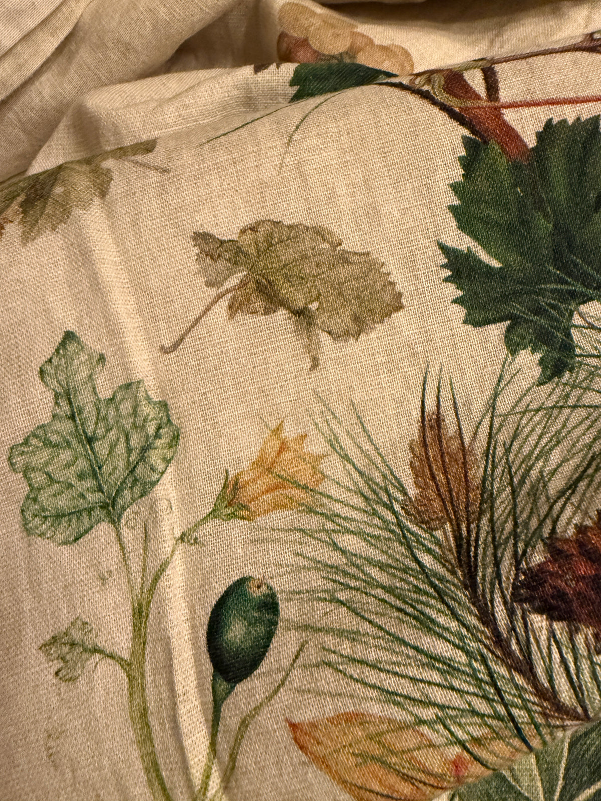 Garnier Thiebaut Table Cloth Mille Delices Boises Naturel Tablecloth, Cotton-Linen Blend, Prewashed large 60x140 inches Grapes Chestnuts Pears Acorn