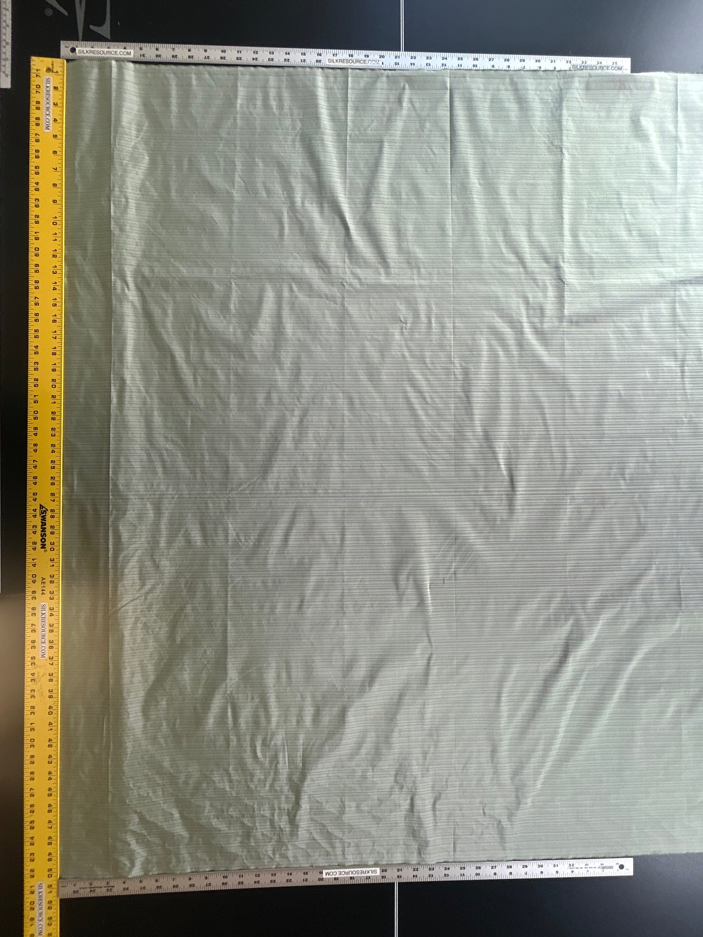 By yard Silver Creek Strie 100% Silk Taffeta Italian Silk Sage Green MSRP USD 308/Y
