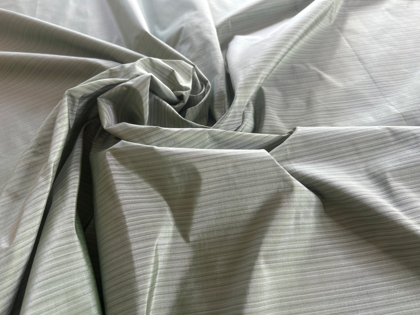 By yard Silver Creek Strie 100% Silk Taffeta Italian Silk Sage Green MSRP USD 308/Y
