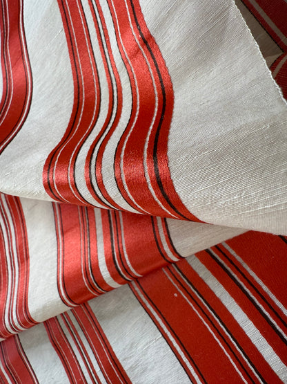 Brunschwig &amp; Fils Vilmorin Satin Stripe Coral Red Pink MSRP USD 290/y by yard