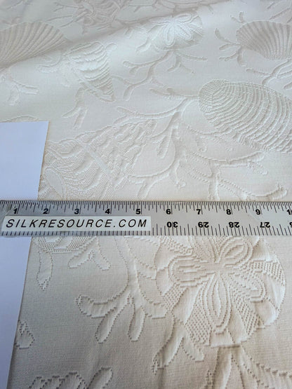 Clarence House Conchiglia Matalesse Pure White Ivory 100% Cotton Nautical Seashell Coral Reef Ocean Life