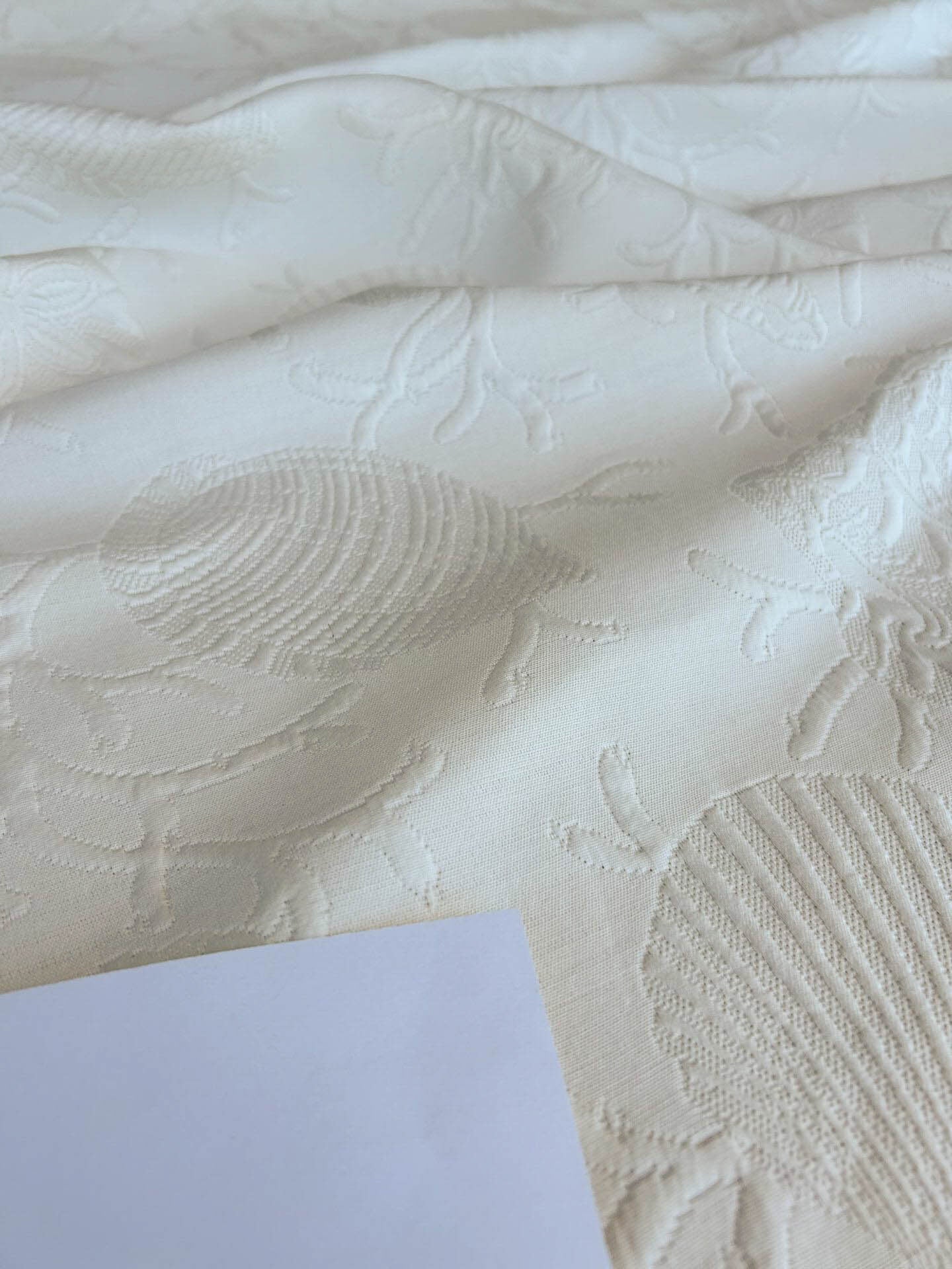 Clarence House Conchiglia Matalesse Pure White Ivory 100% Cotton Nautical Seashell Coral Reef Ocean Life