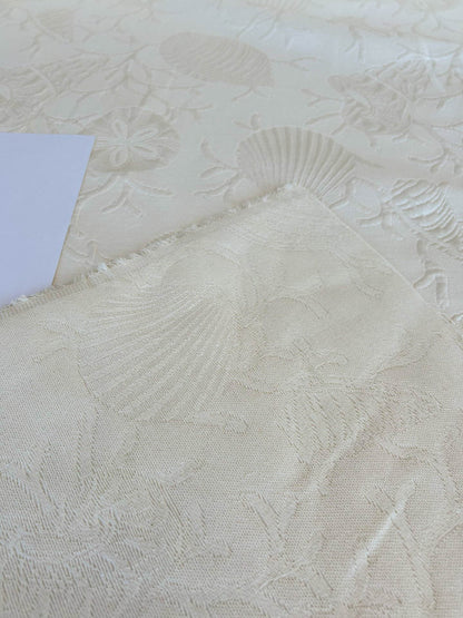 Clarence House Conchiglia Matalesse Pure White Ivory 100% Cotton Nautical Seashell Coral Reef Ocean Life
