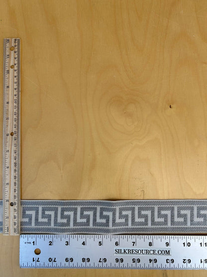 Scalamandre Trim Cascade Gray on Cream  gimps braids 100% Silk Greek key Geometric MSRP USD90/y