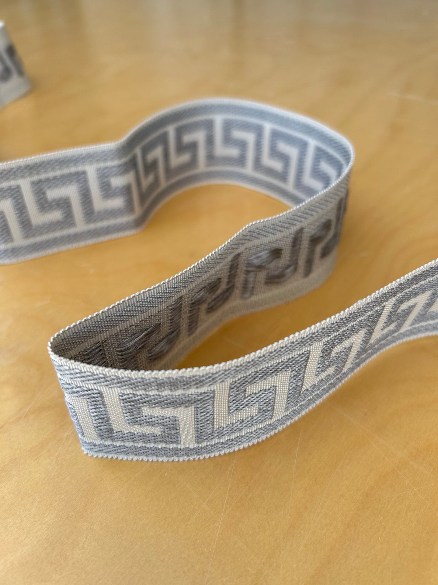 Scalamandre Trim Cascade Gray on Cream  gimps braids 100% Silk Greek key Geometric MSRP USD90/y
