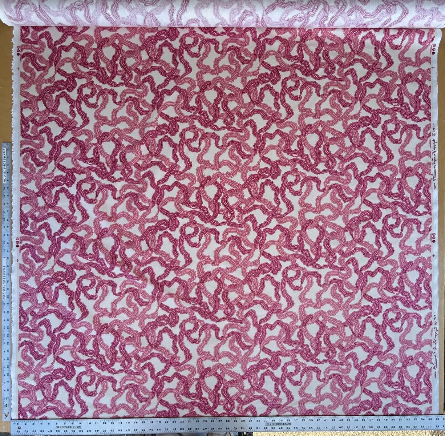 By yard Ribbons for Eliza British Chintz Pink and Red on White MSRP 245/Yard