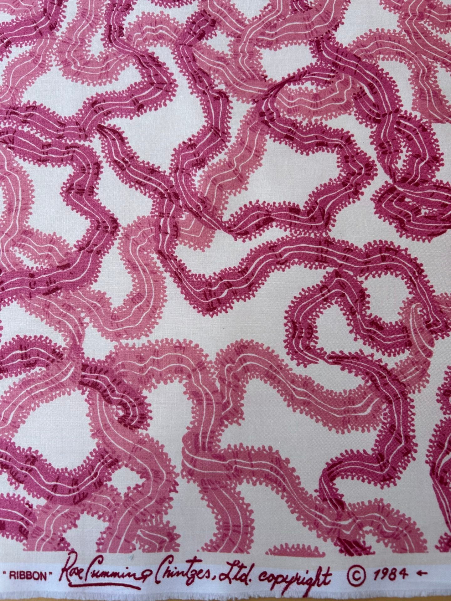 By yard Ribbons for Eliza British Chintz Pink and Red on White MSRP 245/Yard