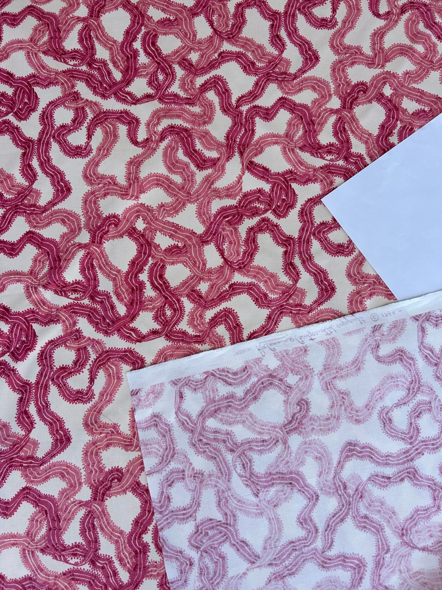 By yard Ribbons for Eliza British Chintz Pink and Red on White MSRP 245/Yard