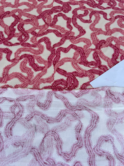 By yard Ribbons for Eliza British Chintz Pink and Red on White MSRP 245/Yard