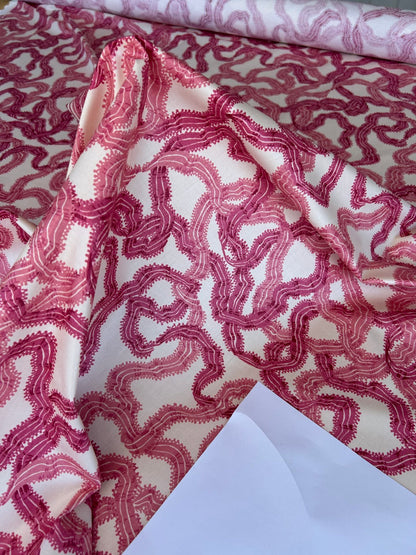 By yard Ribbons for Eliza British Chintz Pink and Red on White MSRP 245/Yard