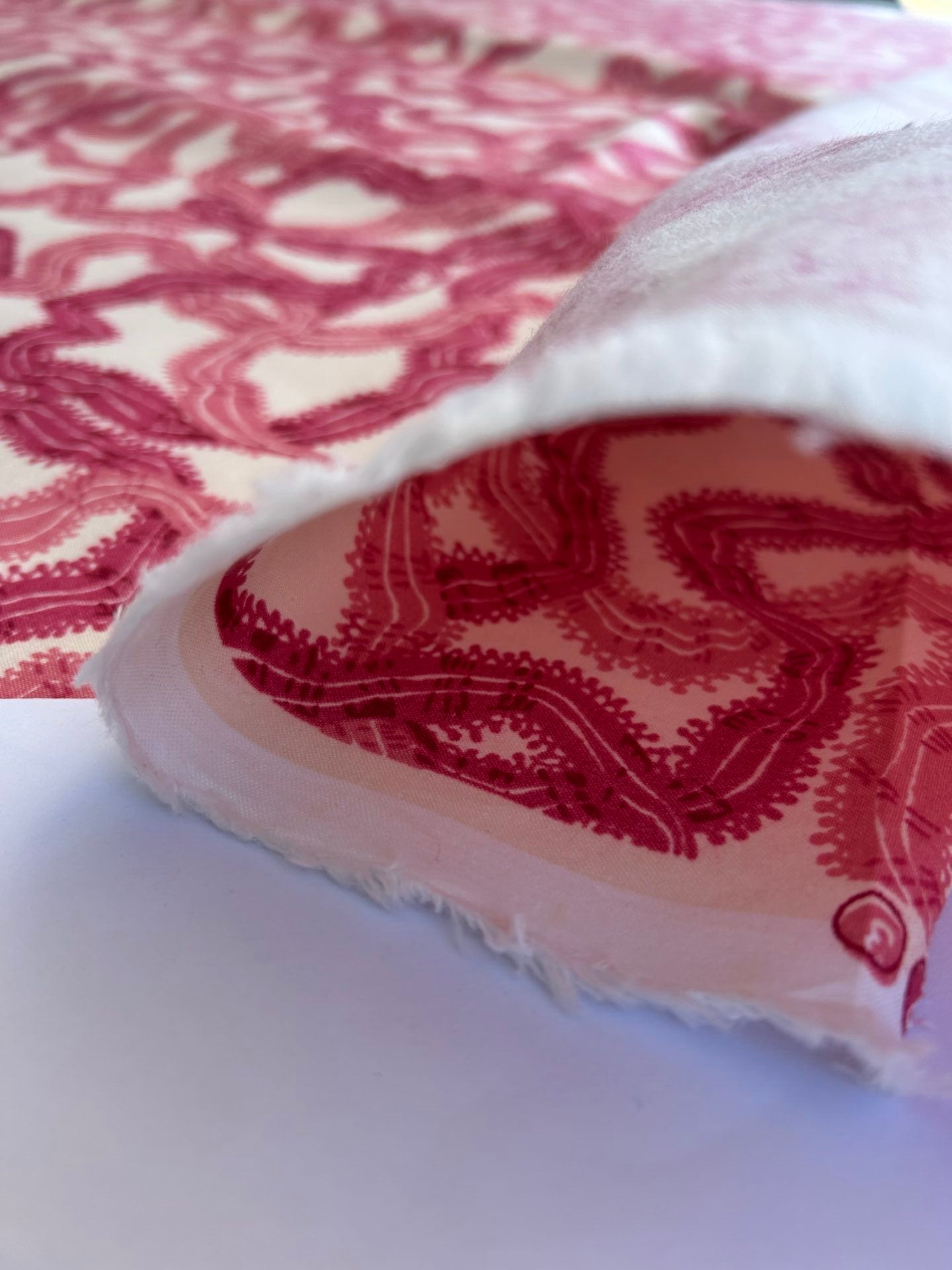 By yard Ribbons for Eliza British Chintz Pink and Red on White MSRP 245/Yard