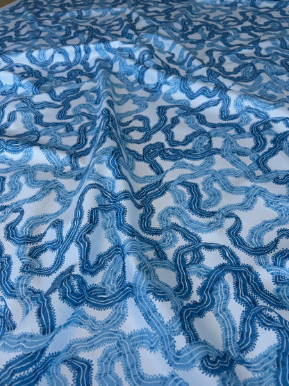 By yard Ribbons for Eliza British Chintz Sky Blue on White MSRP 245/Yard