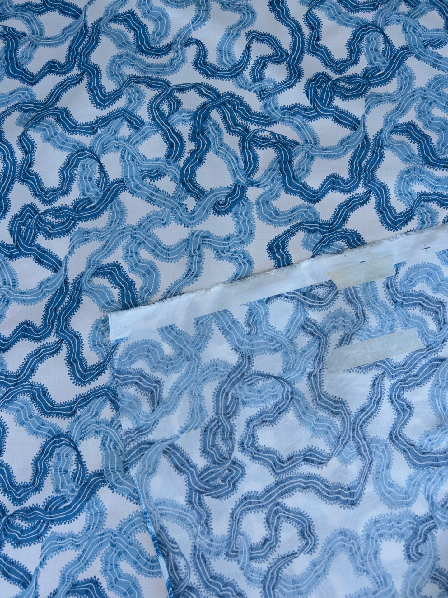 By yard Ribbons for Eliza British Chintz Sky Blue on White MSRP 245/Yard