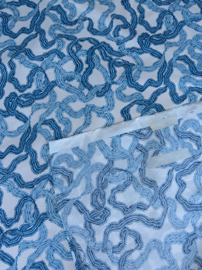By yard Ribbons for Eliza British Chintz Sky Blue on White MSRP 245/Yard