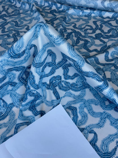 By yard Ribbons for Eliza British Chintz Sky Blue on White MSRP 245/Yard