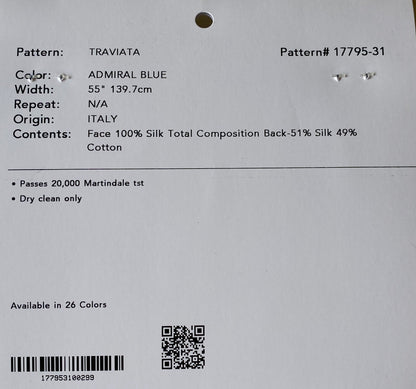 Clarence House Traviata Admiral Blue Silk Velvet Grospoint Woven Solid - Blue