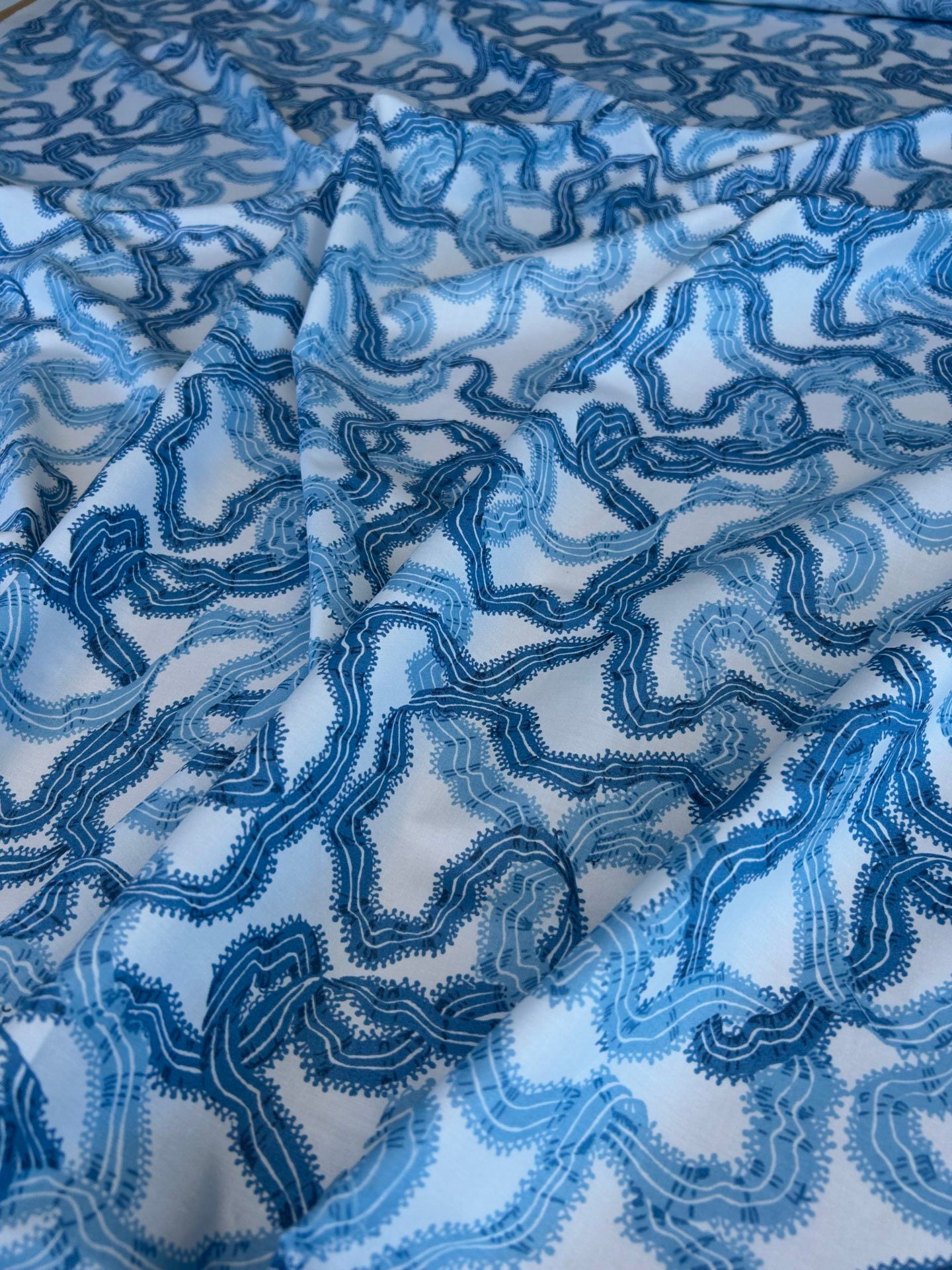 By yard Ribbons for Eliza British Chintz Sky Blue on White MSRP 245/Yard