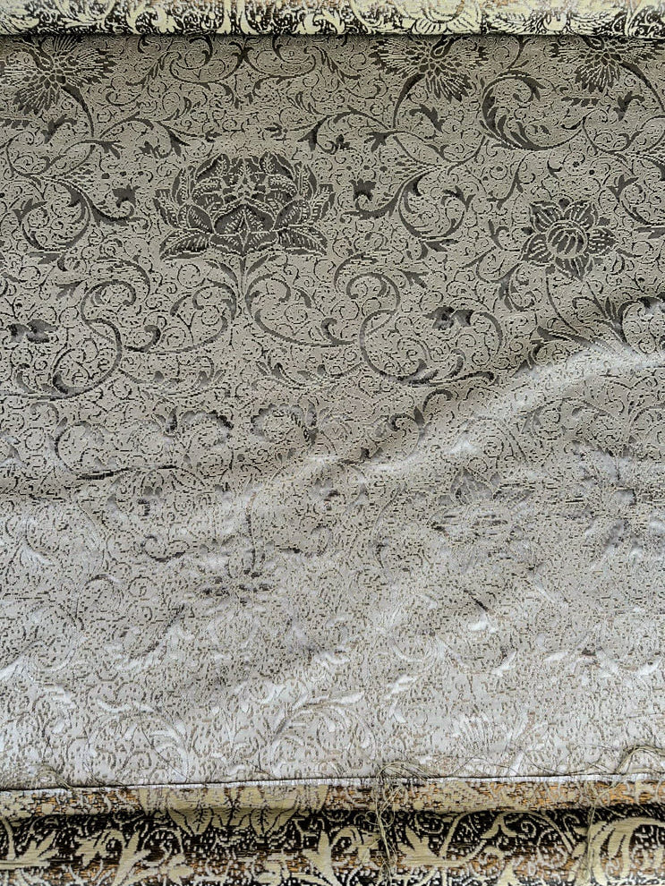 by yard Boboli Garden Silk Damask Italian Metallic Vanilla Cream White Gold MSRP USD 568/yard