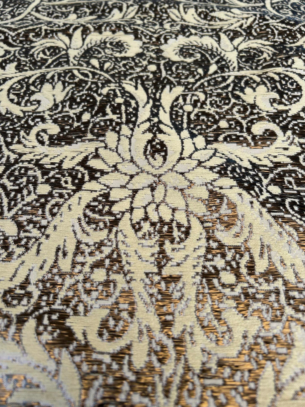by yard Boboli Garden Silk Damask Italian Metallic Vanilla Cream White Gold MSRP USD 568/yard
