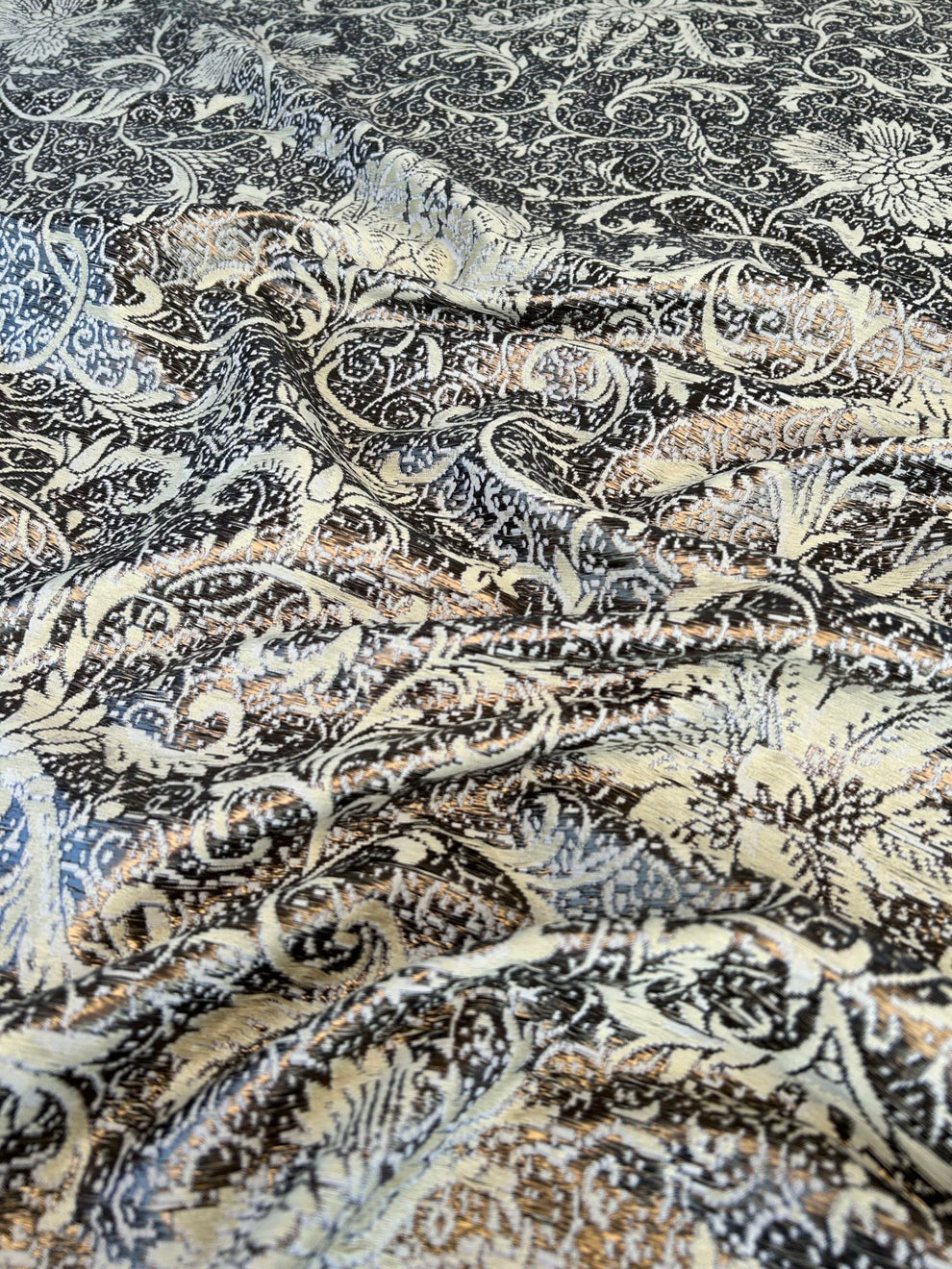 by yard Boboli Garden Silk Damask Italian Metallic Vanilla Cream White Gold MSRP USD 568/yard