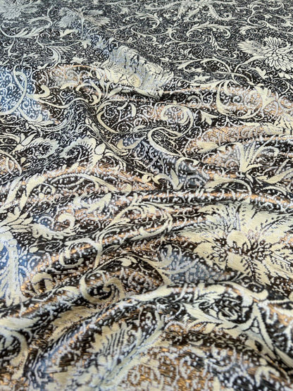 by yard Boboli Garden Silk Damask Italian Metallic Vanilla Cream White Gold MSRP USD 568/yard