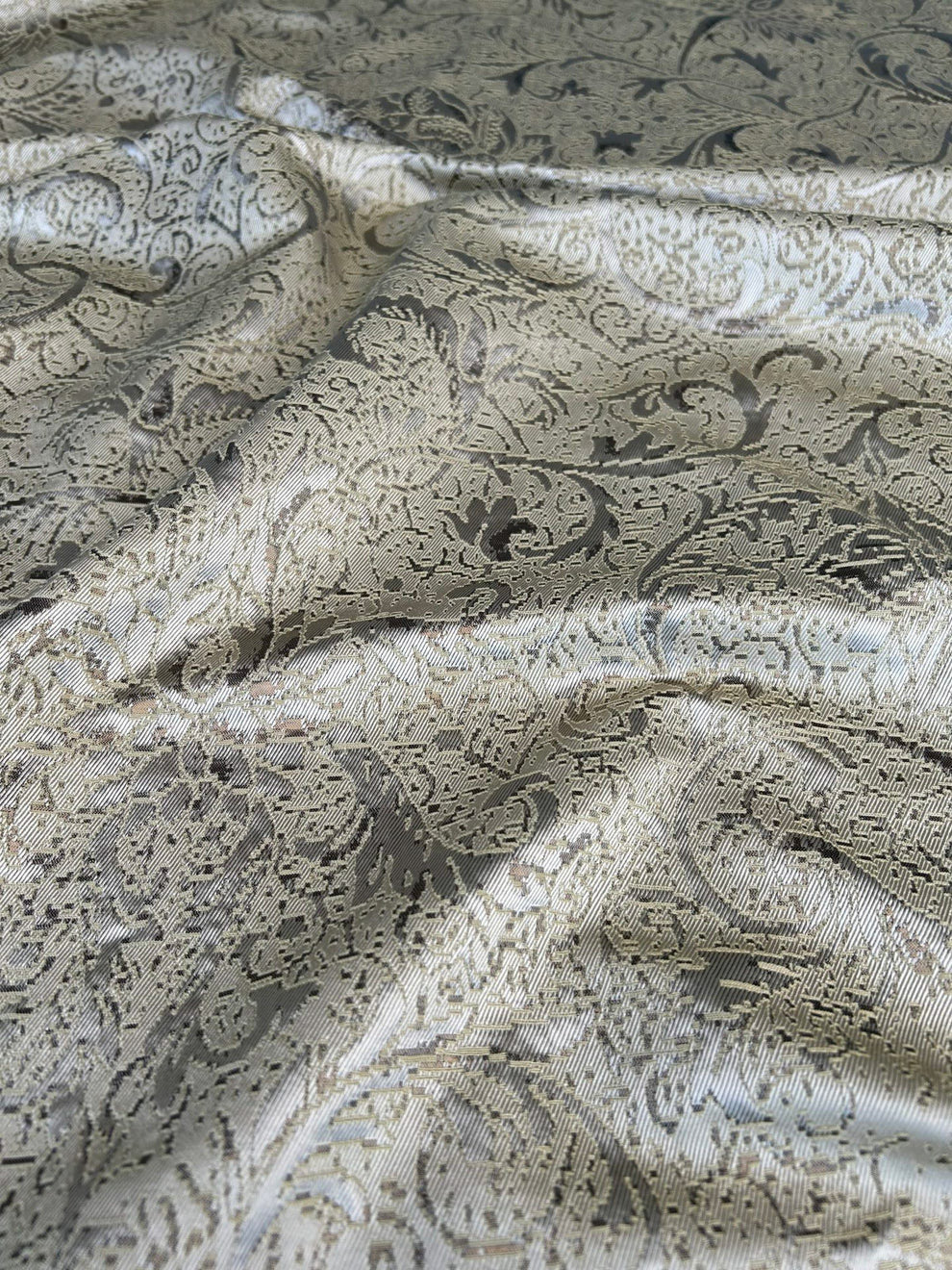 by yard Boboli Garden Silk Damask Italian Metallic Vanilla Cream White Gold MSRP USD 568/yard