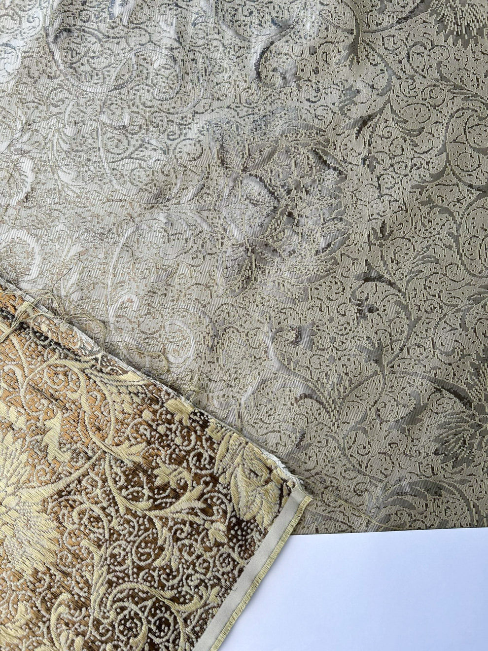 by yard Boboli Garden Silk Damask Italian Metallic Vanilla Cream White Gold MSRP USD 568/yard
